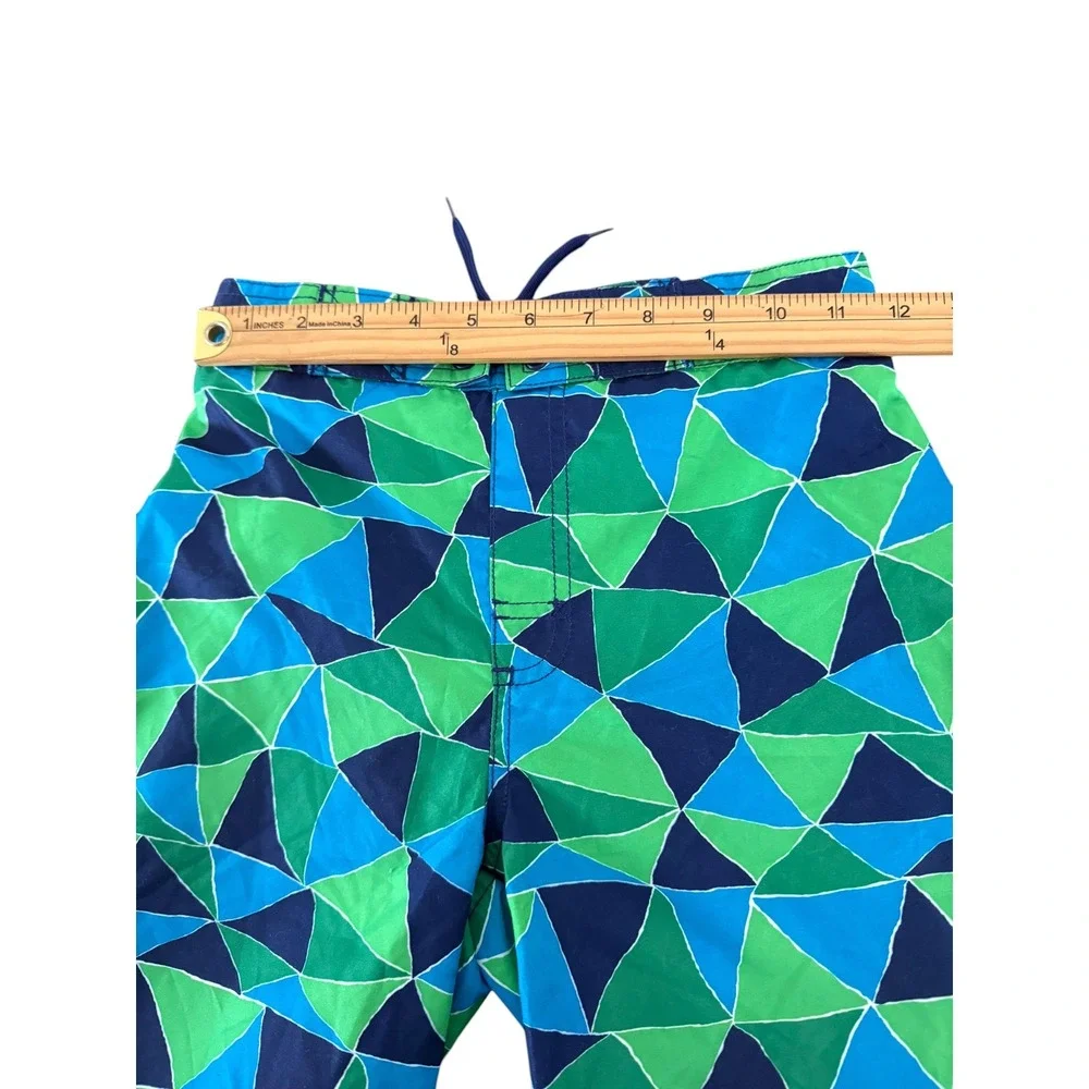 Gymboree Boys Blue‎ Green Geometric Triangle Swim Trunks Mesh Lining Size 10 NWT